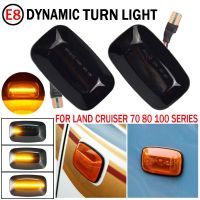 ไฟ Led 2ชิ้นสำหรับ Toyota Landcruiser 70 80 100ซีรีส์ไฟด้านข้างแบบไดนามิกสัญญาณกันชนไฟบอกทิศทางของเหลว