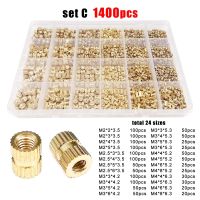 1 Box 500/750/1400pcs M2 M2.5 M3 M4 Solid Brass Copper Injection Molding Knurl Insert Nut Embedded Nutsert Assortment Kit Set