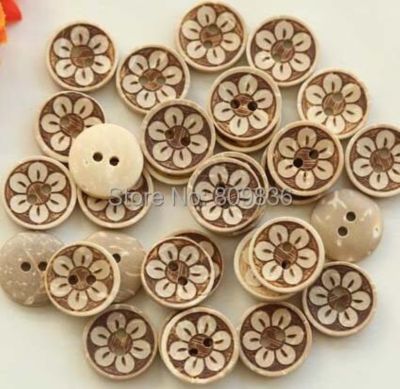 50pcs/lot Size:13-18mm Flower Design Coconut Buttons Sewing Wooden Buttons 2-holes for Garment Scarpbooking(SS-503)