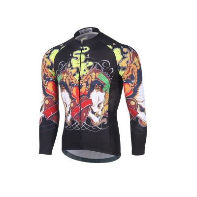 skull Mens Long Sleeve Cycling Jersey Bike Jersey Top Mountain Bike MTB Road Bike Cycling Breathable Quick Dry Sports Clothing