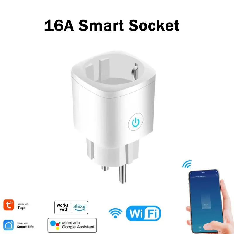 Smart Plug WiFi Socket EU 16A Power Monitor Timing Tuya Smart Life APP  Control