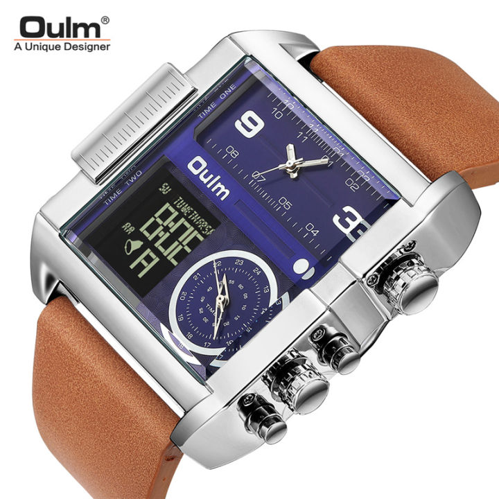 oulm-ผู้ชายกีฬานาฬิกา3โซนเวลาแฟชั่น-led-นาฬิกาดิจิตอลชายบิ๊กแบบ-dial-ควอตซ์นาฬิกาหนังนาฬิกาข้อมือ-r-eloj-h-ombre