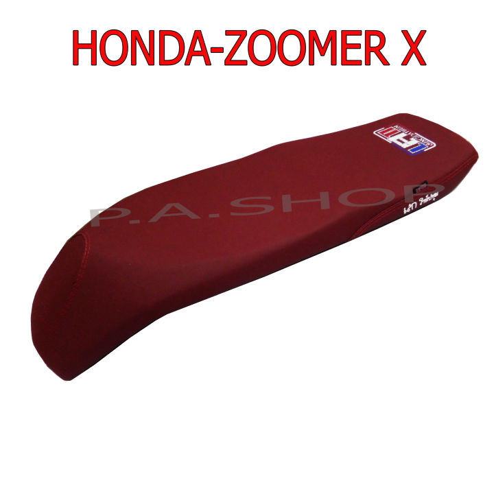 NEW เบาะแต่ง เบาะปาด เบาะรถมอเตอร์ไซด์สำหรับ HONDA-ZOOMER X หนังด้าน ด้ายแดง สีแดง งานเสก