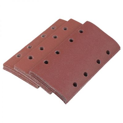 30 Pcs Sanding Pads, Sanding Paper Hook and Loop Sand Sheet 95X185mm Punched 8 Holes Grits 80/120/180 Fit Sheet
