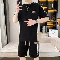 【July hot】 new trendy mens handsome print splicing all-match outerwear suit fashion high-end short-sleeved