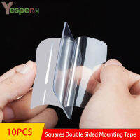 YESPERY 10Pcs Double Sided Mounting Tape Squares Clear Double Side Tape สติกเกอร์ Non-Mark ที่มีประสิทธิภาพ Double Self-Adhesive สติกเกอร์กันน้ำสำหรับ Home Office Decor