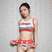 3Pcs/Set Sexy Lingerie Cheerleading Uniform For Women Mini Skirt Top Underwear High Elastic Clubwear Cosplay Halloween Costume