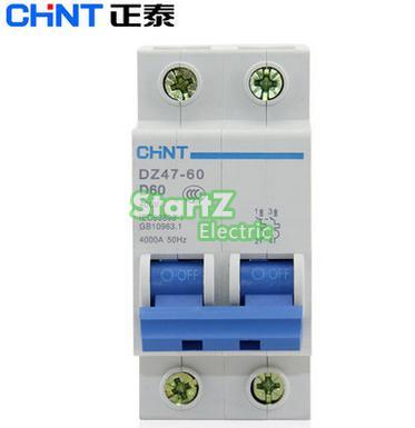 Chnt มอเตอร์ป้องกัน Circuit Breaker D ประเภท Dz47-d 2P 6a 10a 16a 20a 32a 40a 50a 60a