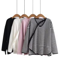 【มีไซส์ใหญ่】Plus Size Womens XL-3XL V-neck Spring Autumn Sweaters Long Sleeved Casual Female Pullovers