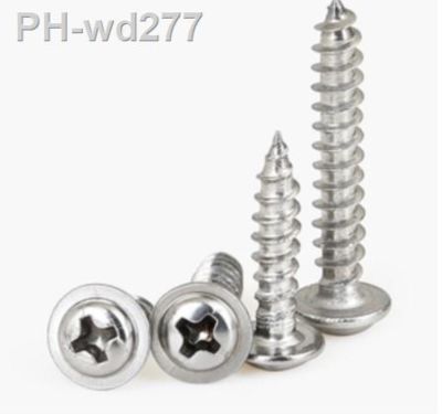 50-100pcs 304 stainless steel PWA Cross Round Head with Washer Self Tapping Screw M1.7 M2 M2.3 M2.6 M3 M4