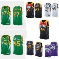 Nbamb 21 Jazz Team 27 Gobel 45 Mitchell ใหม่รางวัลสำหรับทั้งหญิงและชายร้อนสีเขียวชุดบาสเก็ตบอลเสื้อถักรัดรูปเสื้อกั๊ก