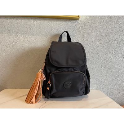 Kipling Womens Canvas Lightweight Backpack Fashion Casual Simple Backpack CITY PACKSK 12671 Tassel Black