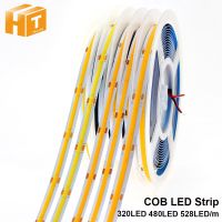 แถบ LED COB 480ไฟ LED 528ดวงความหนาแน่นสูงไฟ LED DC12V 24V RA90 3000K 4000K 6000K เทป LED 5เมตร/ล็อต