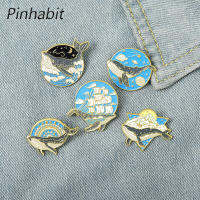 Pinhabit Ocean เข็มกลัดเคลือบรูปสัตว์,เข็มกลัดแล่นเรือใบรูปปลาวาฬทะเล