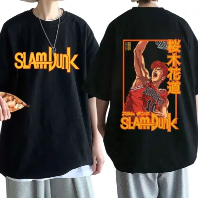 อะนิเมะ Slam Dunk Sakuragi Hanamichi กราฟิกเสื้อ T ชาย100% ผ้าฝ้ายลำลองแขนสั้นเสื้อยืดขนาดใหญ่ Harajuku Streetwear