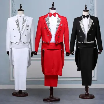 White and red tuxedo for prom sale