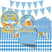 Oktoberfest Blue square Party decorations tablecloth flag banner tableware napkins Pennant