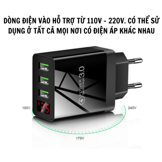 Củ sạc nhanh quick charge 3.0 công suất 20w có led hiển thị dòng điện vào - ảnh sản phẩm 5