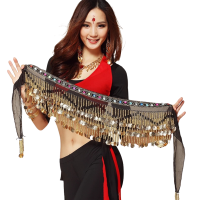 ใหม่ผู้หญิง Belly Dance สวมใส่อุปกรณ์เสริม Class เสื้อผ้าลูกปัด Roud เหรียญทองเข็มขัดเต้นรำสะโพกผ้าพันคอกระโปรงสั้น Fringes