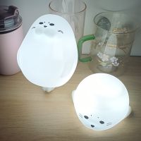 Cartoon LED Dimmer Bedside Lamp USB Living Room Bedroom Pet Seal Soft Light Eye Protection Night Light Childrens Holiday Gifts