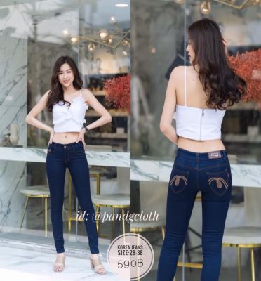 [Korea Jeans] กางเกงยีนส์ขาเดฟผ้ายืด (เป้าซิป) รุ่น CF401 ทรงสวย เป๊ะ!!! เนื้อผ้ายืดเยอะ ใส่สบาย ทรงดีไม่มีย้วย กางเกงขายาว กางเกงยีนส์ผู้หญิง