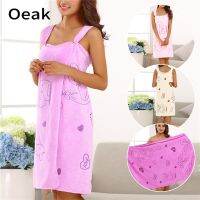 Oeak เสื้อคลุมอาบน้ำสำหรับผู้หญิงผ้าขนหนูไมโครนุ่มผ้าเช็ดตัวมหัศจรรย์เกาหลี