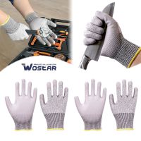 Cut Resistant Gloves PU Anti static HPPE Level 5 EN388 Safety Work Gloves Abrasion Resistant Grey Gardening Kitchen PU Gloves