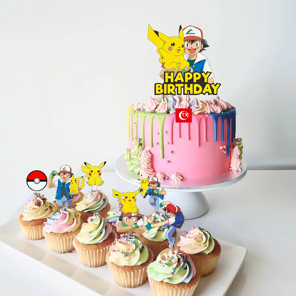 Bộ Trang Trí Bánh Sinh Nhật Pokemon Biểu Ngữ Bánh Tiệc Chủ Đề Pikachu Hoạt  Hình Đồ Trang Trí Bánh Sinh Nhật Tự Làm Đồ Dùng Ngày Lễ 