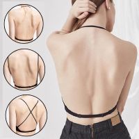 Solid Color Sexy Beautiful Back Strap Bralette / No Steel Ring Ice Silk Triangle Cup Underwear / Summer Thin Outerwear Underwear Tank Tops