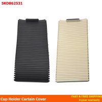 Beige/Black Car Armrest Center Shutter Beverage Cup Holder Curtain Cover For VW Jetta MK5 Golf GTI MK6 EOS Scirocco 5KD862531