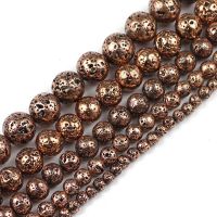 JHNBY Red Bronze Copper Natural Lava Stone Hematite 4/6/8/10/12MM Round Loose Beads For Jewelry Bracelets Making DIY Accessories Cables