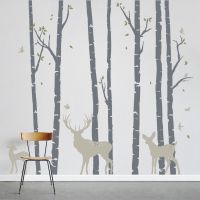 [COD] Large Size Trees with Deers Wall Sticker Mural Stickers Removable Vinyl LC235