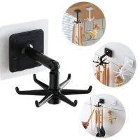 1 Piece Self Adhesive Swivel Hook Kitchen Organizer Tool Rack 360 Degree Swivel 6 Claw Hook