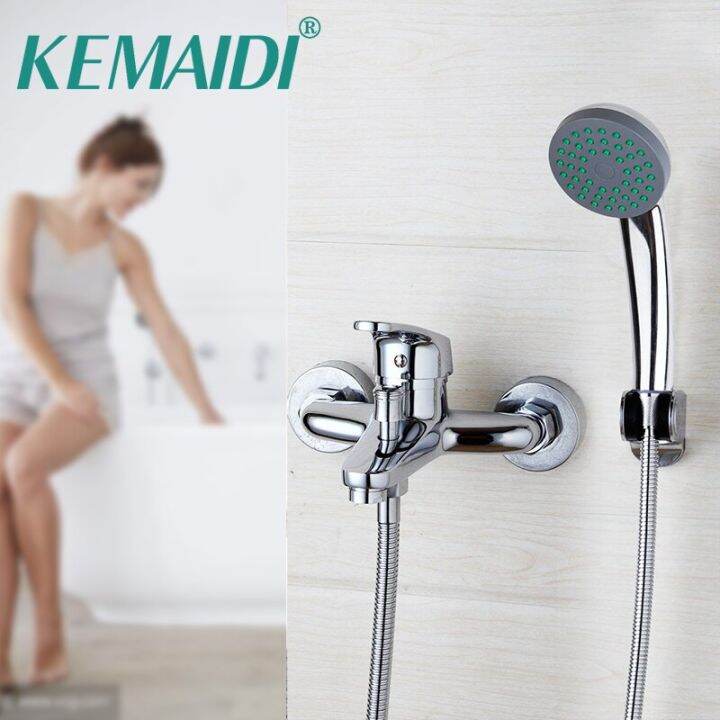 Kemaidi Bathtub Faucet Shower Sets Wall Mounted Chrome Polish Shower Handheld Driver Bathroom