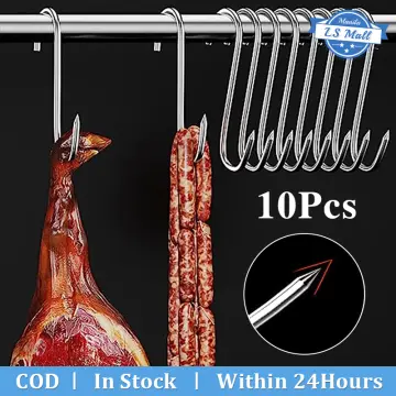 10pcs Stainless Steel Meat Hooks 18cm S Butcher Hook Smoker Meat