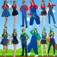 Adult childrens festival show out costume cosplay Mario Super overalls Halloween