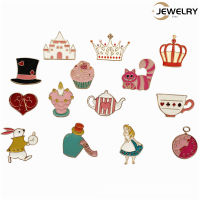 เสื้อผ้า Trim Badge ตัวละครน่ารักของ Alice In Wonderland Alloy Pin เข็มกลัดสำหรับกระเป๋าแฟชั่น Accessories