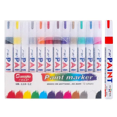 Metallic Marker Pens Set of 12 Colors Metallic Permanent Markers for Rock Painting Card Making DIY Photo Album Scrapbook Glass