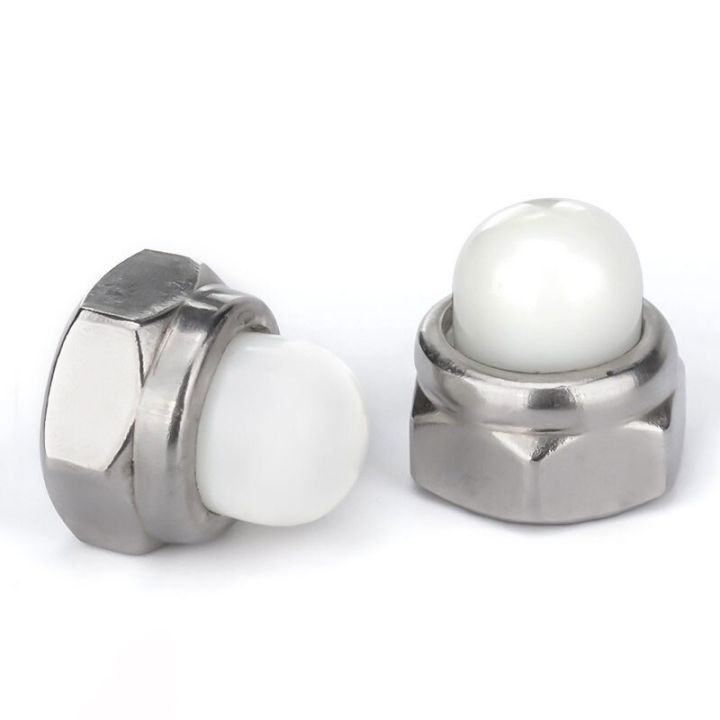 m5-m6-m8-304-stainless-steel-nylon-cap-lock-nut-metal-self-locking-ball-cap-nut-decorative-nut-nails-screws-fasteners