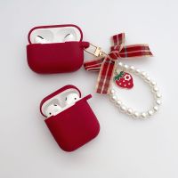 ✻✇ Sweet Strawberry Rabbit Pearl Bracelet keychain Silicon Earphone Headset Case For Airpods pro 3 cover for airpods 1 2 Cute Case