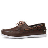 Docksides SEBAGO ผู้ชายที่ไม่เป็นทางการหนังอู่ต่อเรือดาดฟ้าผูกห่อเรือ Moscain รองเท้าสบายๆหนังวัวขับรถแฟชั่นเป็นกลางเพิ่มรหัสรองเท้าคู่มือ รองเท้าเรือใบสำหรับผู้ชาย