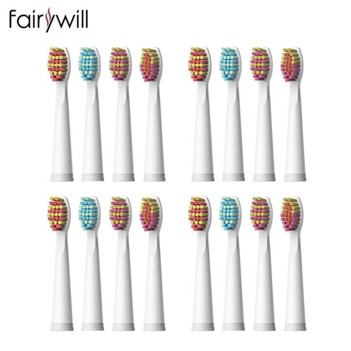 หัวแปรงสีฟันไฟฟ้าการเปลี่ยนหัวแปรงเหมาะสำหรับ-fairywill-507-508-917-959-551แปรงสีฟัน2303-16ชิ้น-4แพ็ค