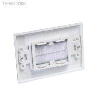 ☽  Durable ABS Home Cable Pass Through Multifunctional Panel White Outlet Mount Brush Plate Anti Dust Wall Socket Single Gang