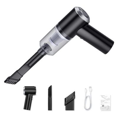 1Set Car Vacuum Cleaner Strong Suction Car Vacuum Cordless Rechargeable Vacuum Cleaner Portable Black