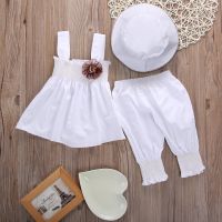 3Pcs Summer Newborn Infant Baby Girls Kids Clothes Ruffled Tank Top+Pants+Hat Set Outfit Age for 0-24M  by Hs2023