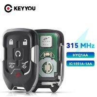 KEYYOU Kunci Remote Mobil อัจฉริยะ HYQ1AA 315Mhz สำหรับ CHEVY ภูมิประเทศ GMC CHEVY ซูเบอร์เบินทาโฮ YUKON XL DENALI Keyless Go ปุ่มควบคุม ruiyan