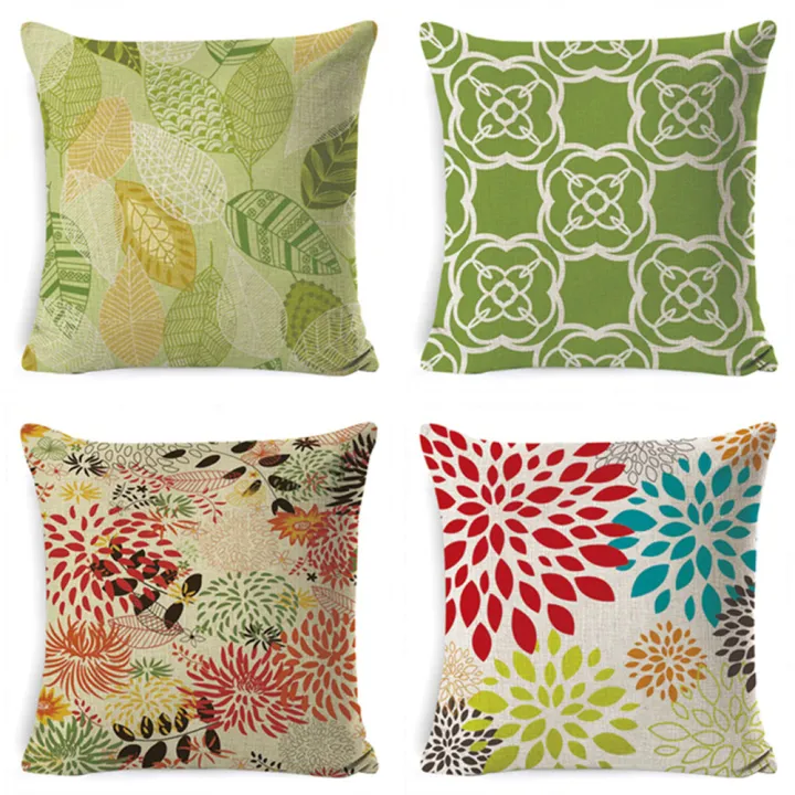 Polyester Pillow Case Cover Green Leaves Sofa Car Home  Throw Cushion SALE