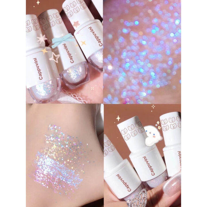 พร้อมส่ง-อายแชโดว์ไฮไลท์-เนื้อลิขวิด-แต่งกลิตเตอร์-ประกายมุก-รูปหมี