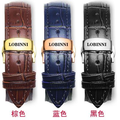 【Hot Sale】 lobinni Robinni watch with leather cowhide strap butterfly buckle unisex chain 16/20mm