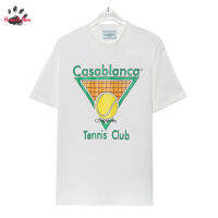 ฤดูร้อนใหม่ Casual Men Woman Casablanca T เสื้อเทนนิสแร็กเก็ตสามเหลี่ยมพิมพ์แฟชั่นสีขาวแขนสั้น Tees